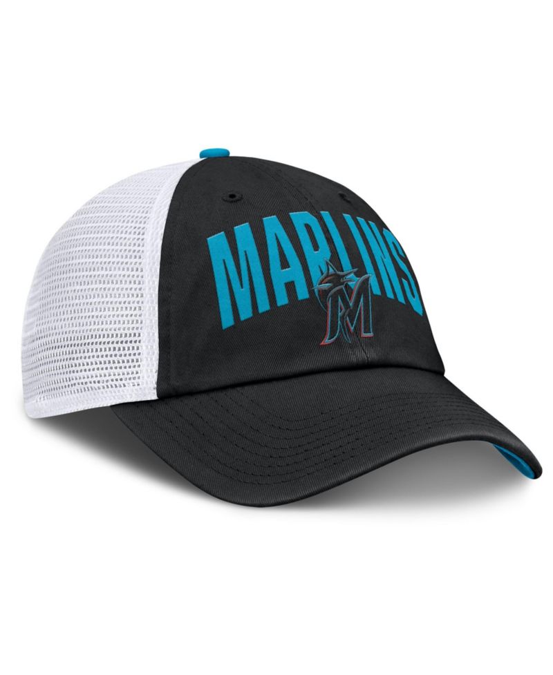 Men's Black Miami Marlins Primetime Club Adjustable Trucker Hat