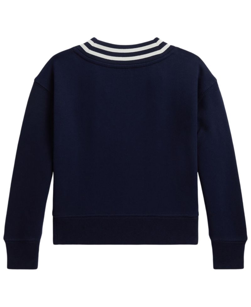 Girls' 2T-6X Striped Fleece V-Neck Sweatshirt