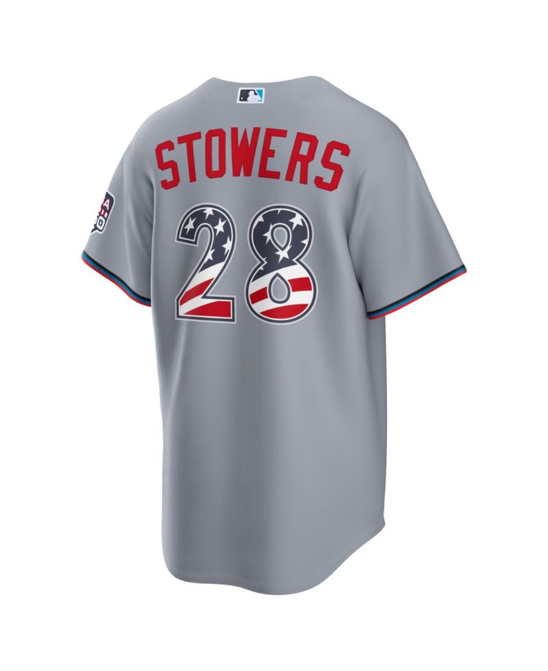 Men's Kyle Stowers Gray Miami Marlins USA 250 Fourth of July Stadium Jersey