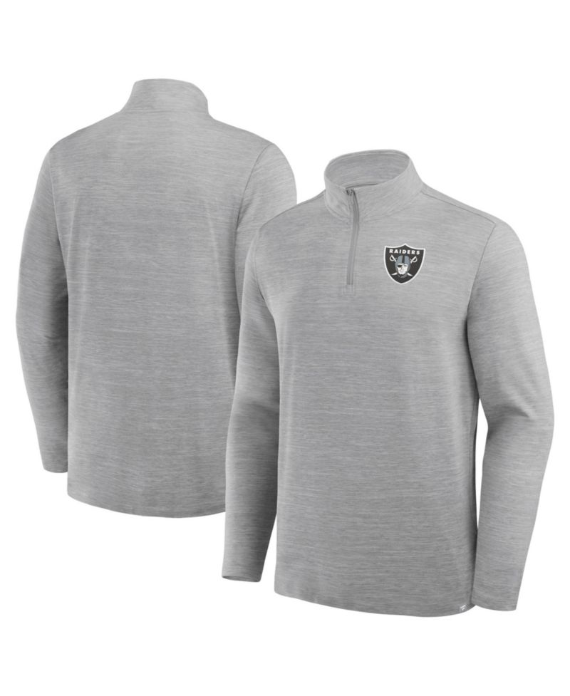 Men's Heather Gray Las Vegas Raiders Clutch Quarter-Zip Pullover Sweatshirt