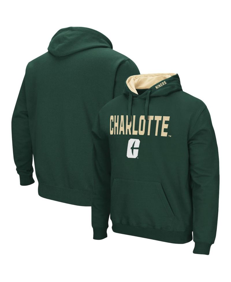 Men's Green Charlotte 49ers Arch and Logo Pullover Hoodie