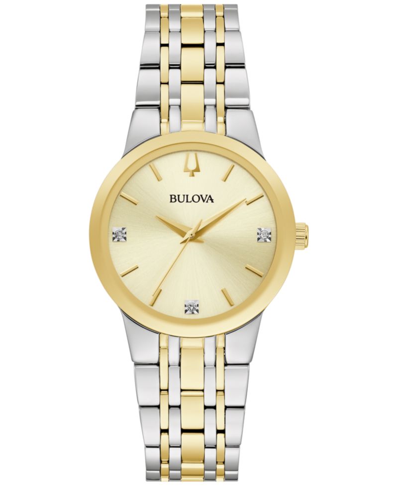 Women's Modern Diamond Accent Two-Tone Stainless Steel Bracelet Watch 30mm