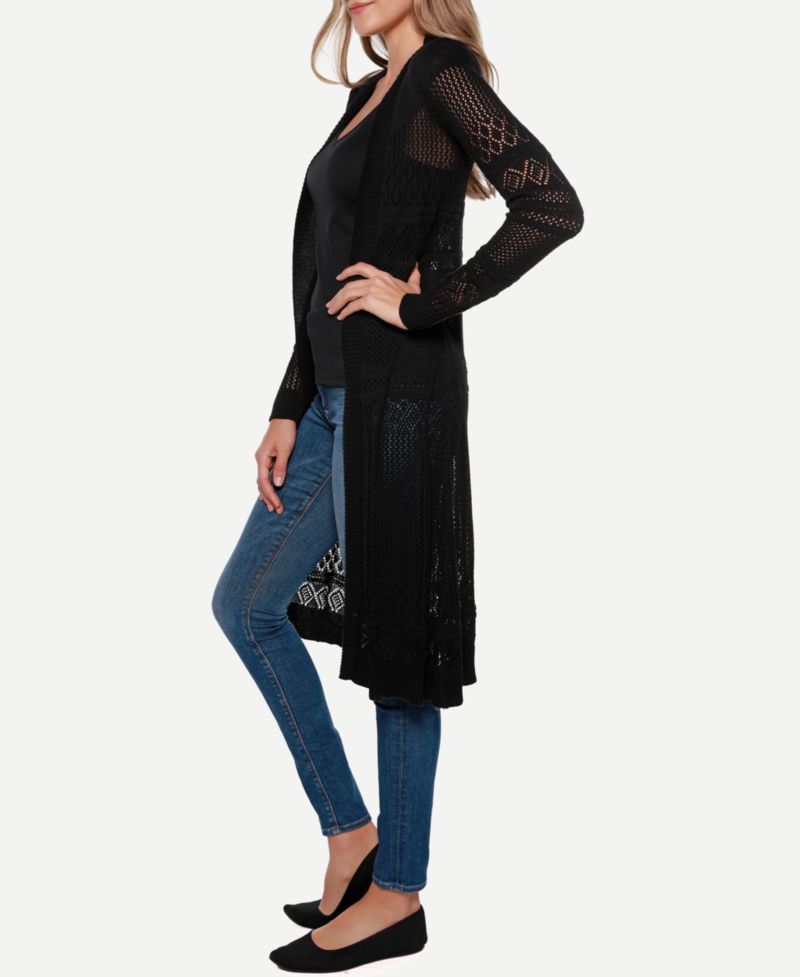 Women's Pointelle-Stitch Duster Cardigan Sweater