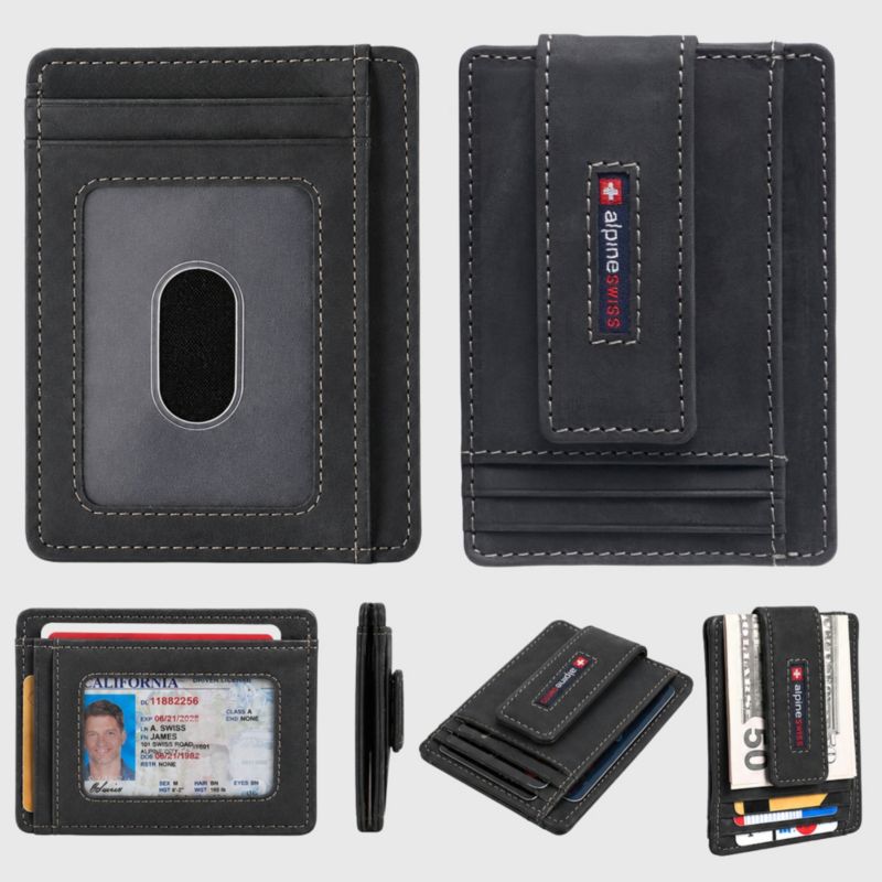 Men's Harper RFID Slim Money Clip Front Pocket Wallet Minimalist Leather ID Card Holder