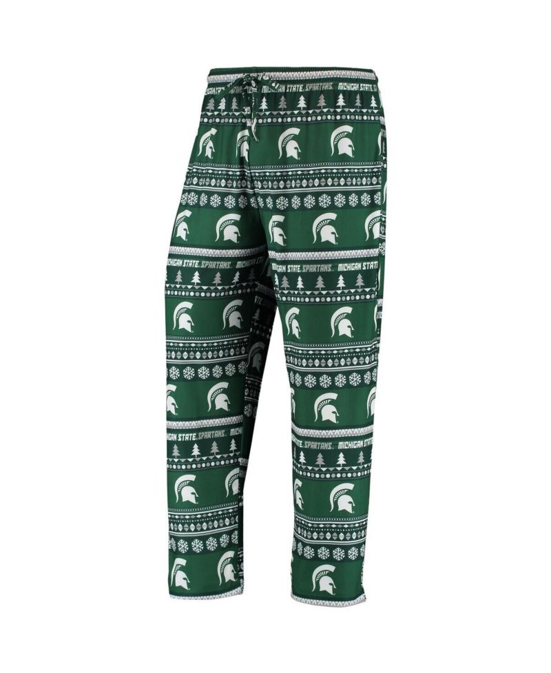 Men's Green Michigan State Spartans Ugly Sweater Knit Long Sleeve Top and Pant Set