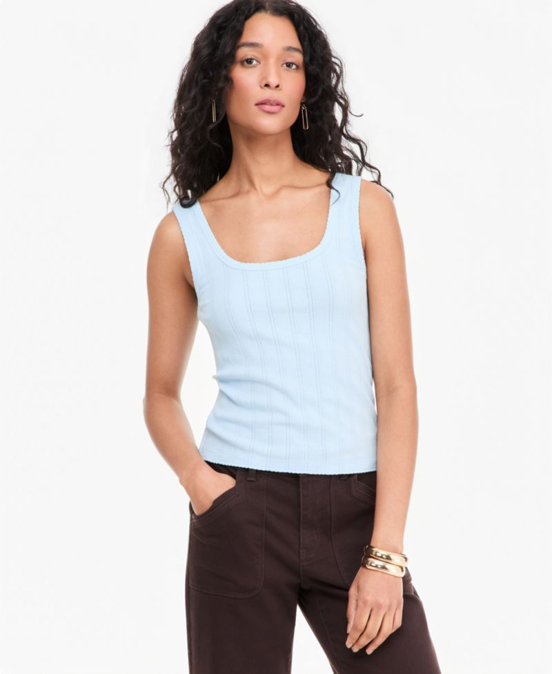 Women's Pointelle Rib Scoop-Neck Layering Tank