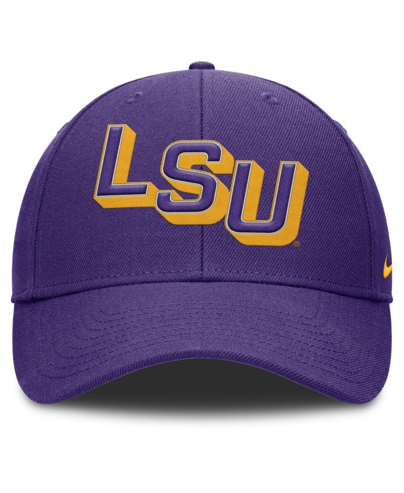 Men's Purple LSU Tigers Slanted Primetime Rise Performance Adjustable Hat