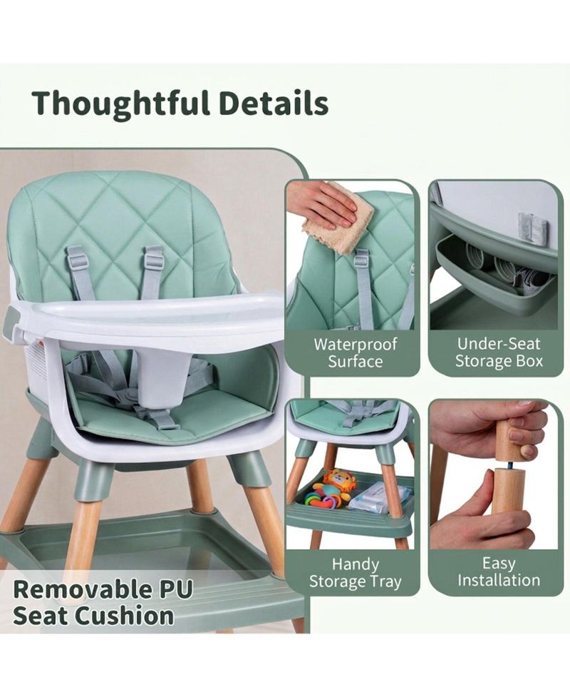 9-in-1 Convertible Baby High Chair with Adjustable Double Tray