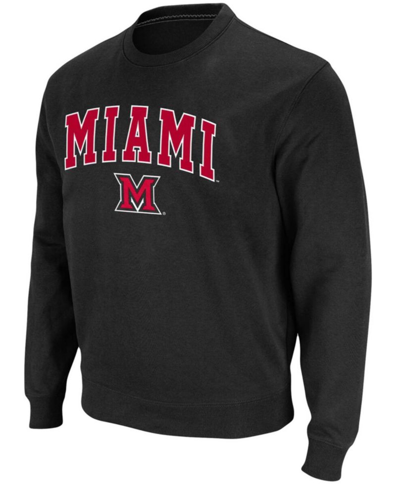 Men's Miami University RedHawks Arch Logo Crew Neck Sweatshirt