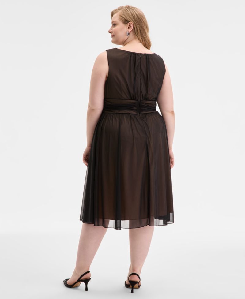 Plus Size Sleeveless Chiffon Midi Dress