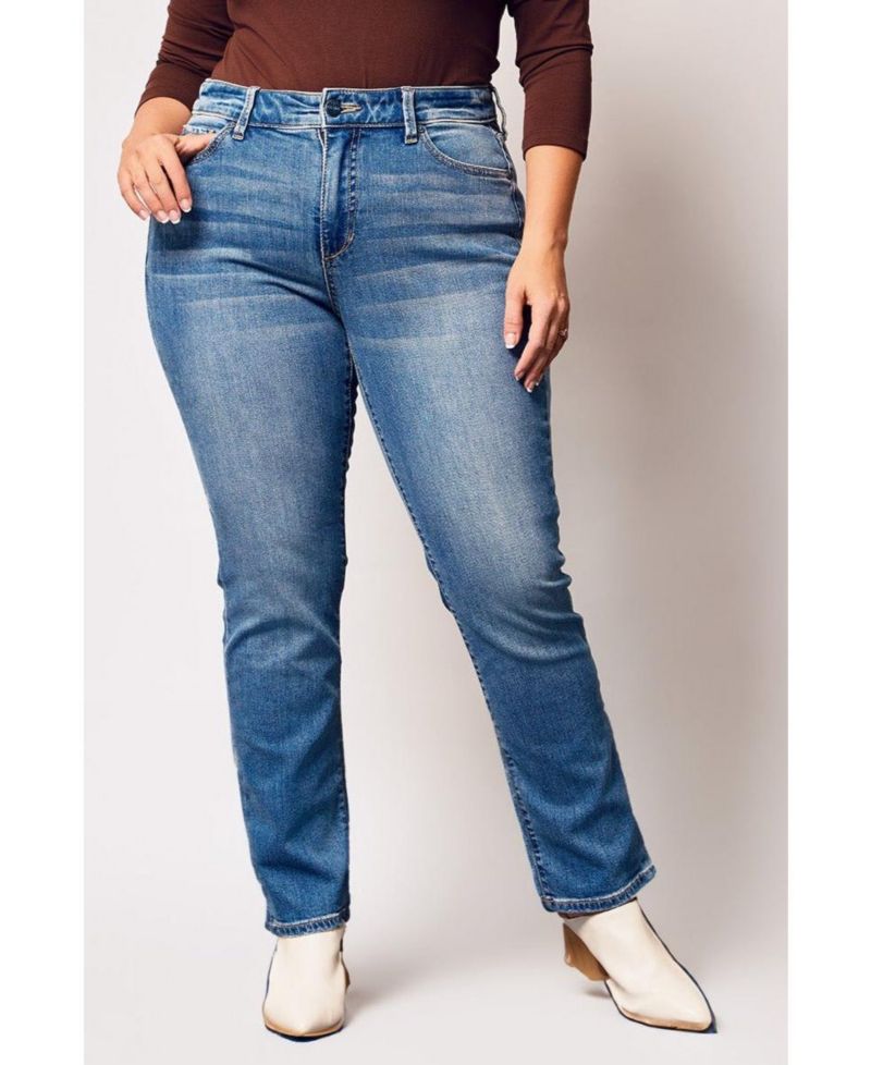 Plus Size Denim High Rise Straight Jeans