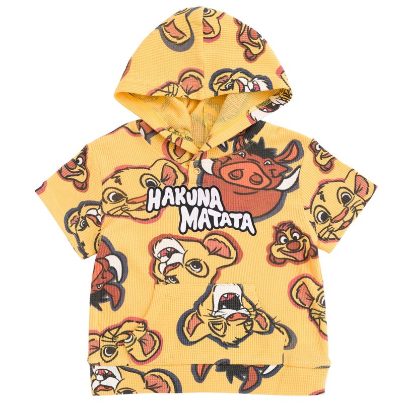 Toddler Boys Disney Lion (2T-5T) King Mickey Mouse Waffle Knit Pullover Hoodie and Shorts