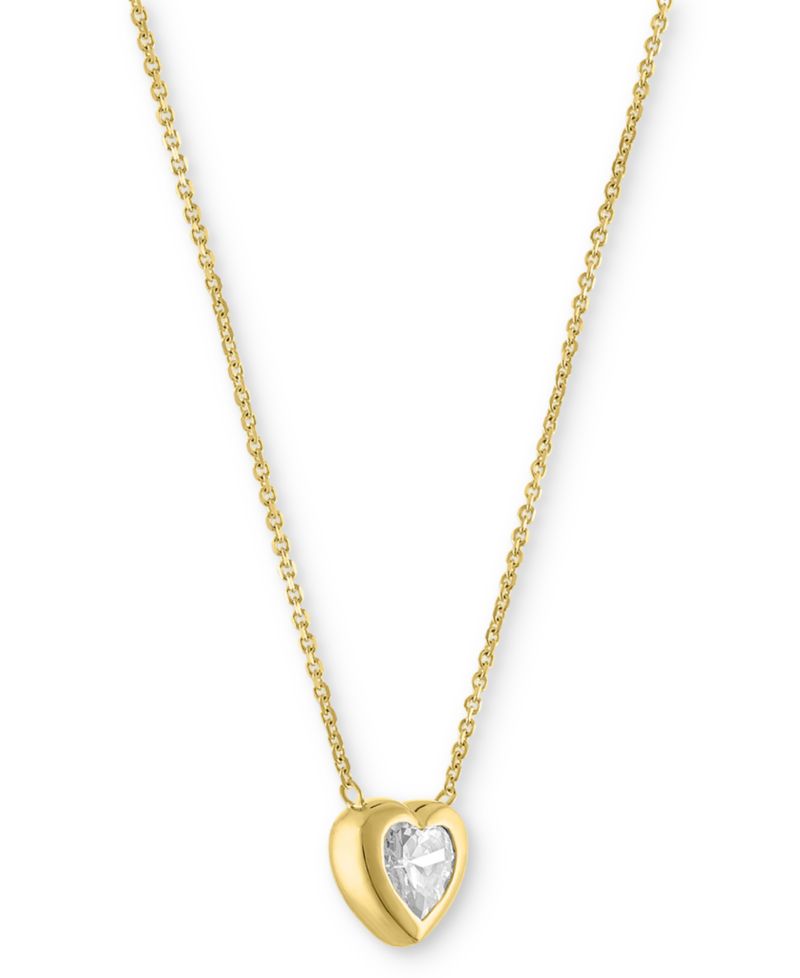 Lab-Grown Diamond Heart Bezel Necklace (1/3 ct. t.w.) in 10k Yellow Gold