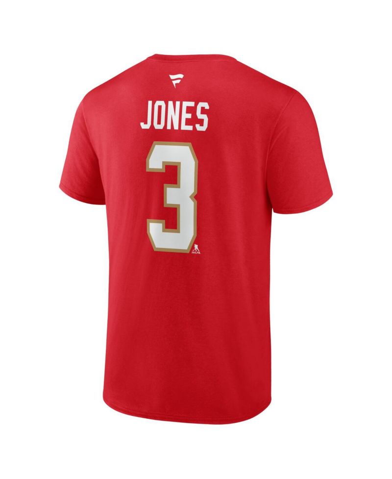 Men's Seth Jones Red Florida Panthers Authentic Stack Name & Number T-Shirt