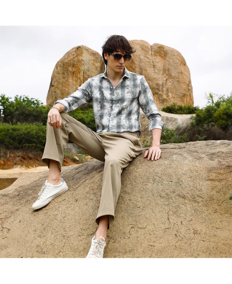 Men's Moon Grey Splash Check Shirt