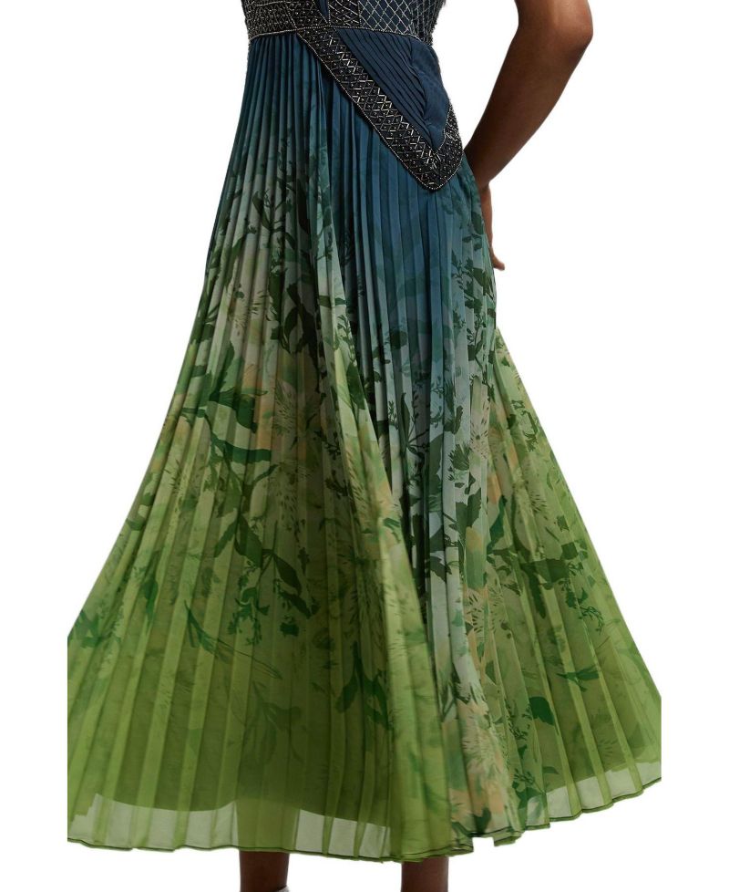 Women's Embellished Pleated Maxi Dress