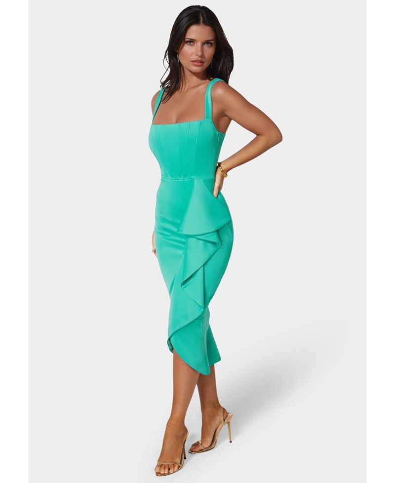 Women's Scuba Bustier Ruffle Wrap Dress