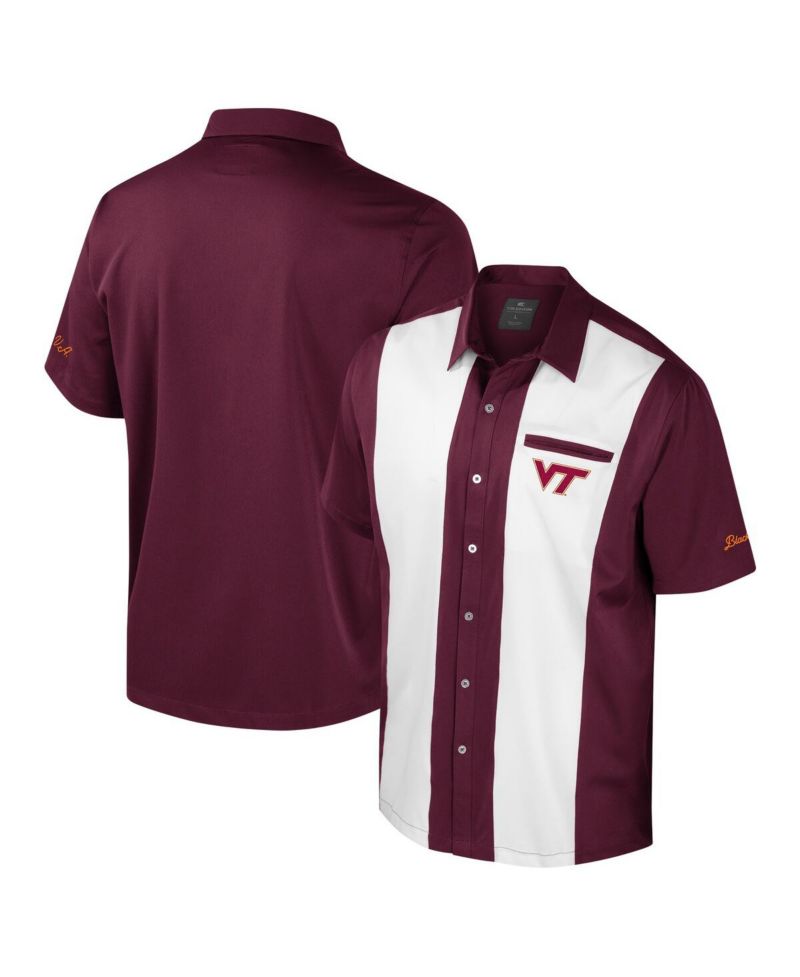 Men's Maroon Virginia Tech Hokies Strike Bowling Button-Up Shirt