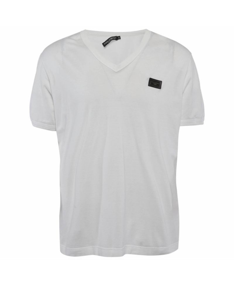 Women's Logo Plaque V-Neck Jersey T-Shirt