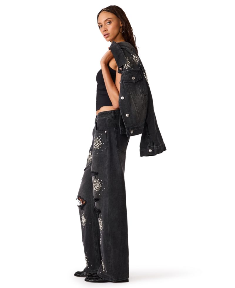 Women's Flat Iron High-Rise Wide-Leg Distressed Jeans