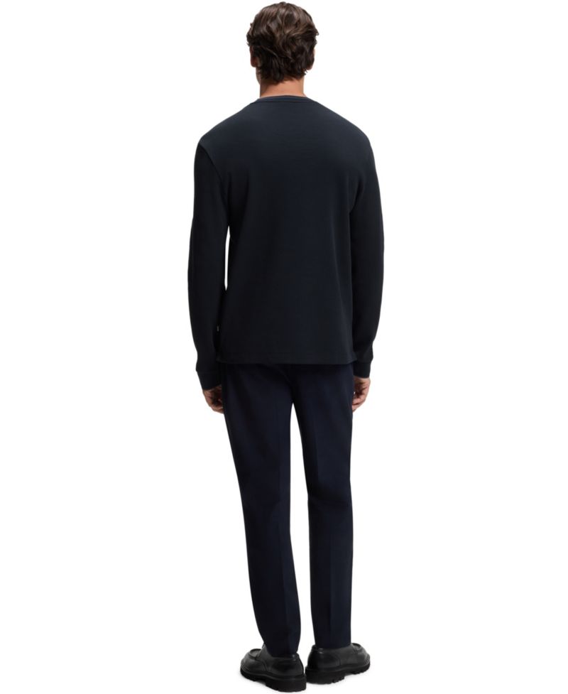 Men's H-TALLEY Long-Sleeve Waffle-Structured Crewneck T-Shirt
