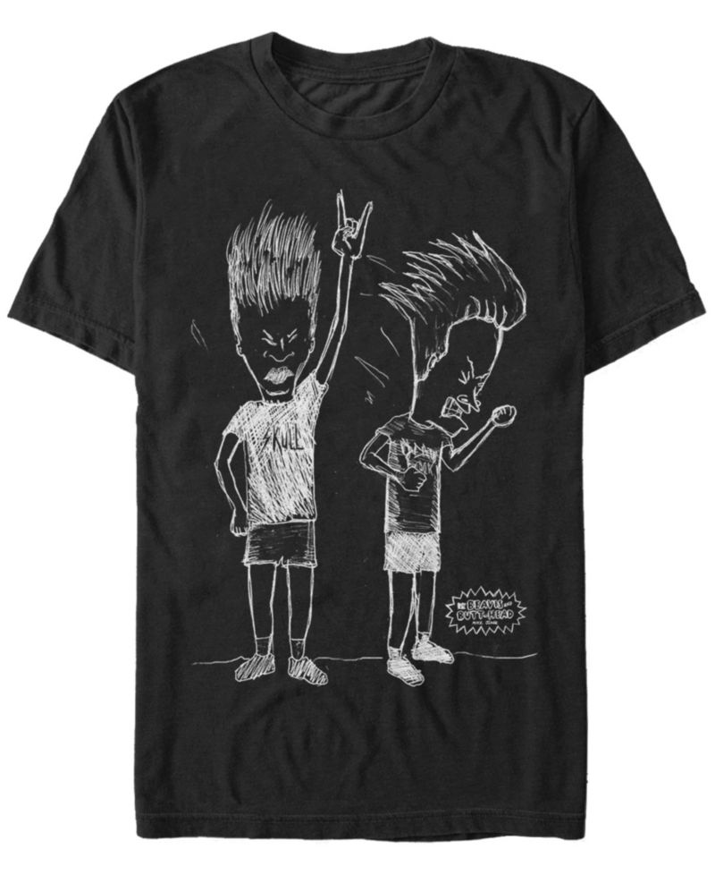 Men's Beavis and Butthead MTV Men's Rocking Out Sketch Logo Short-Sleeve T-Shirt
