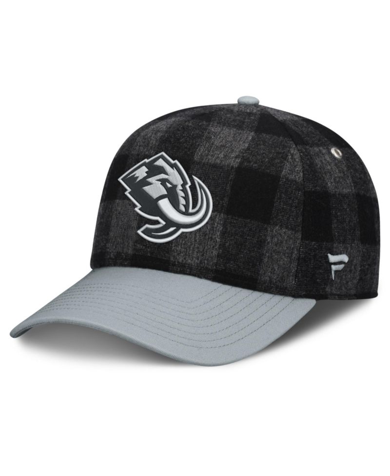 Men's Black/Gray Utah Mammoth Huntsman Plaid A-Frame Adjustable Hat