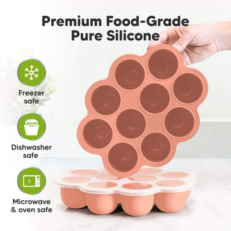 Prep Silicone Baby Food Freezer Tray with Clip-on Lid, 2oz x 10 Silicone Freezer Molds, BPA-Free Baby Food Storage