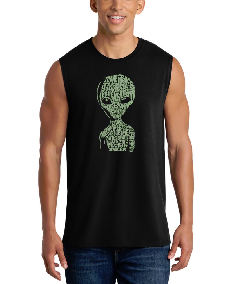 Men's Alien Head Word Art Graphic Tank Top