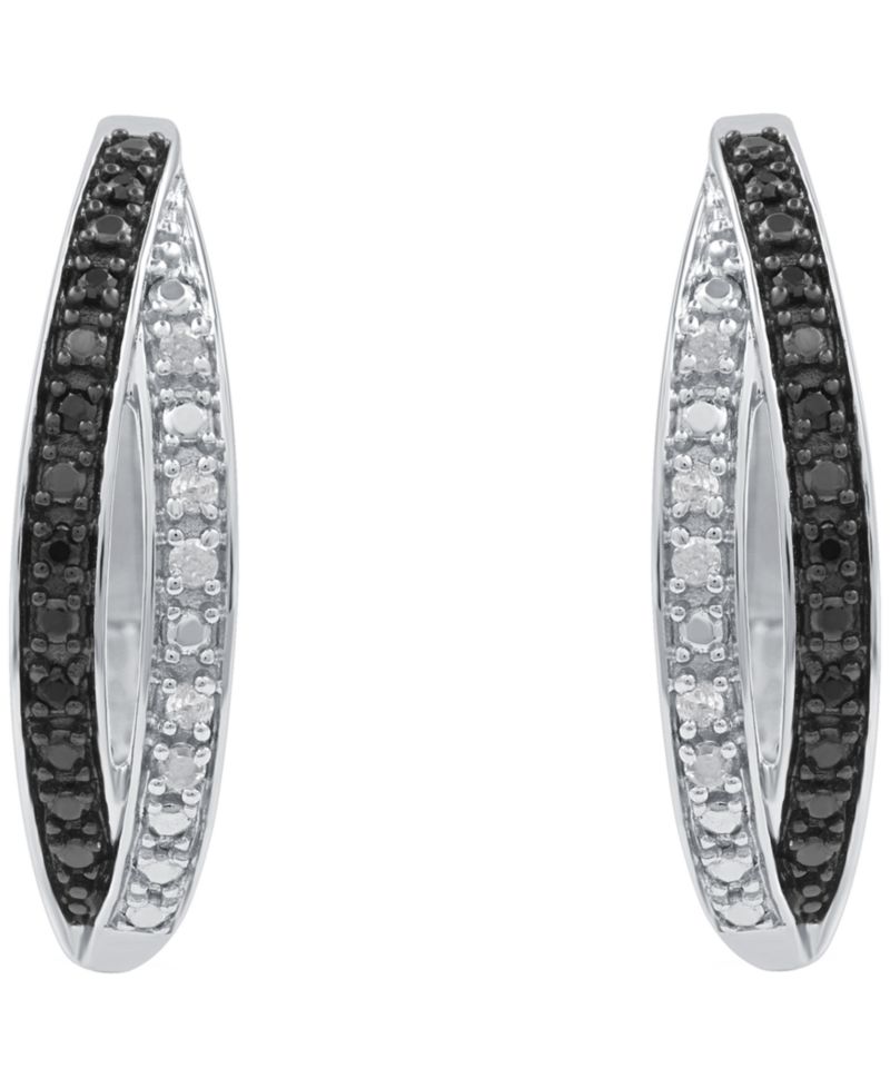 Diamond Hoop Earrings (1/6 ct. t.w.) in Sterling Silver