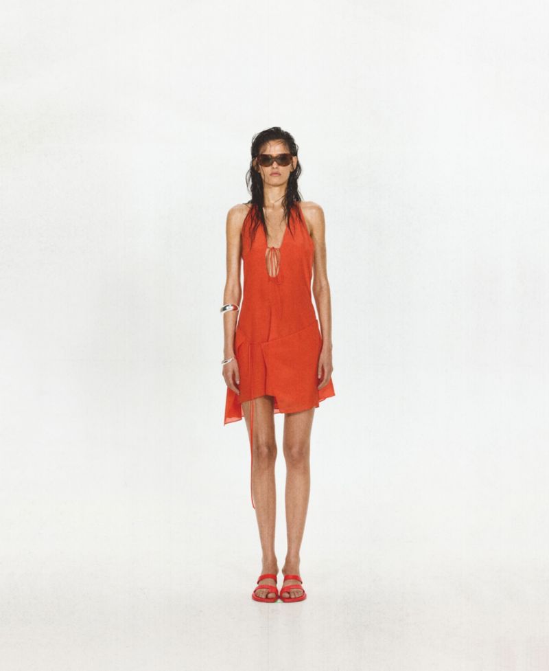 Women's Halter Bows Silk Overlay Dress