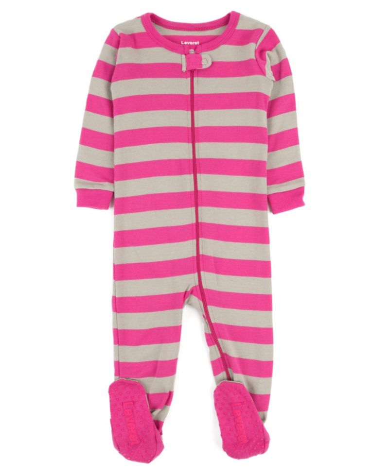 Baby Footed Cotton Striped Holiday Pajamas