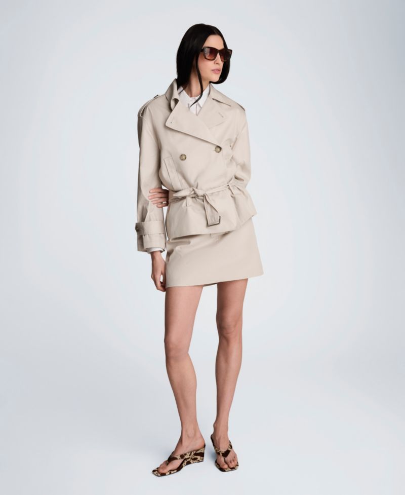 Women's Drop-Waist Belted Trench Jacket