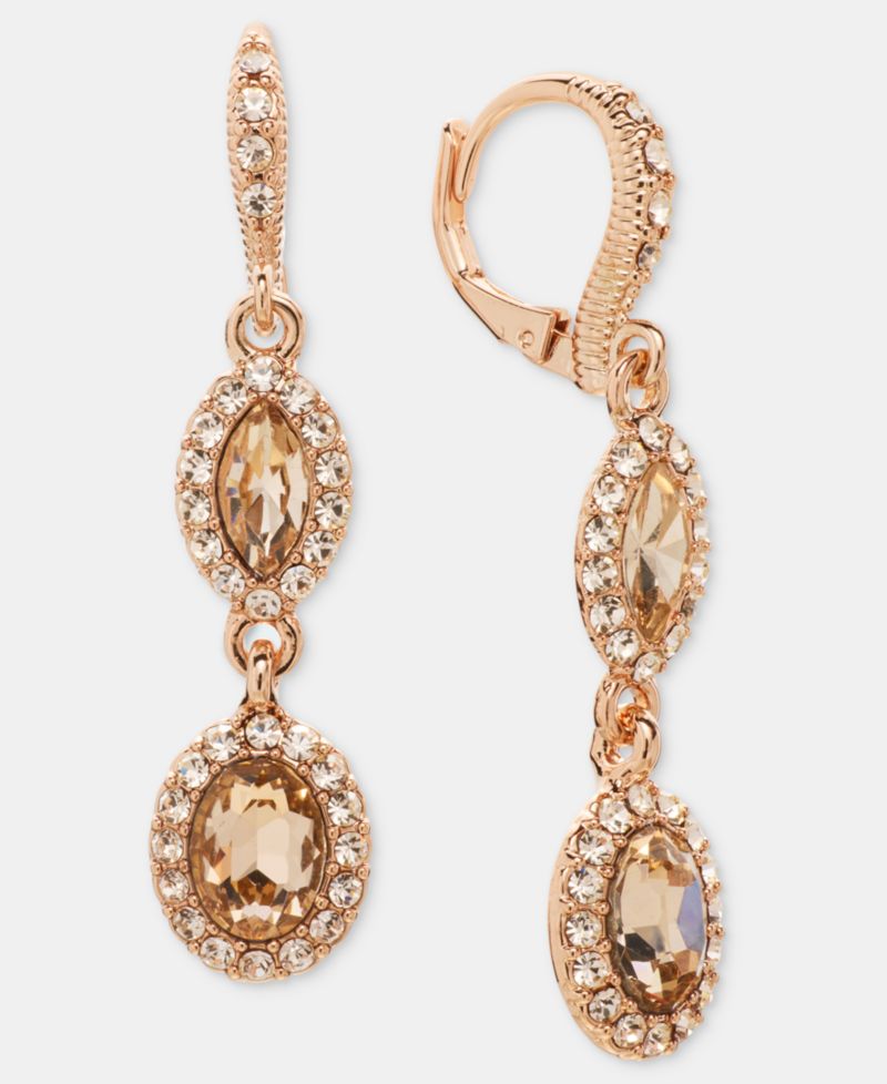 Gold-Tone Stone Double Drop Earrings