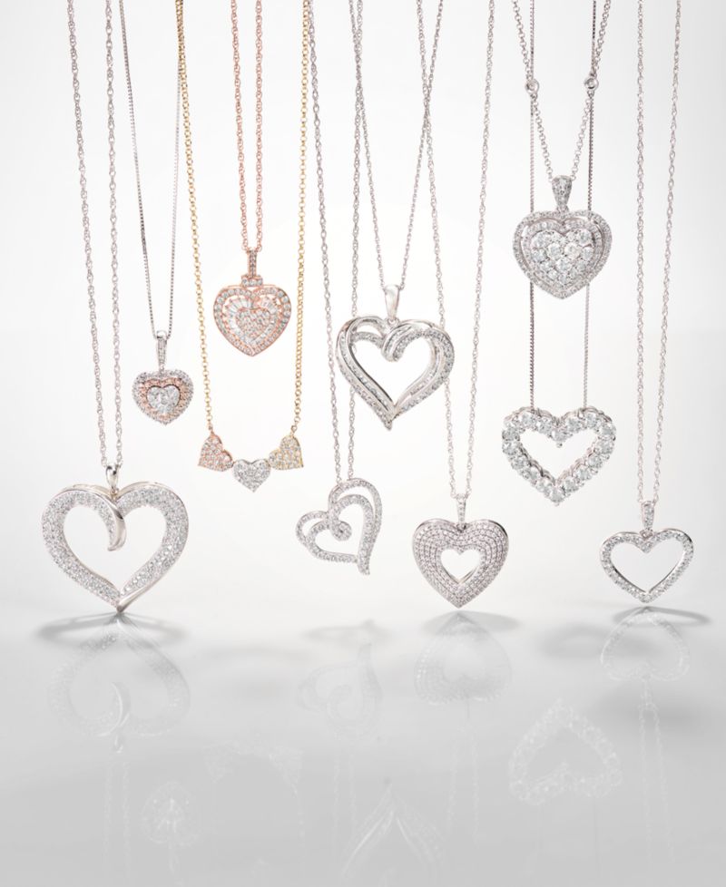 EFFY® Diamond Pav&eacute; Triple Heart Pendant Necklace (1/4 ct. t.w.) in 14k Gold, White Gold & Rose Gold or 14k White Gold
