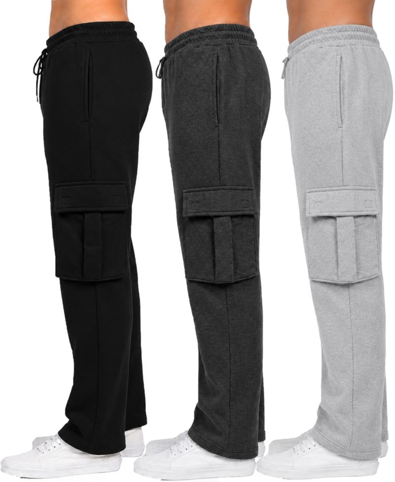 Women's Loose-Fit Cargo Fleece-Lined Jogger Sweatpants, 3-Pack