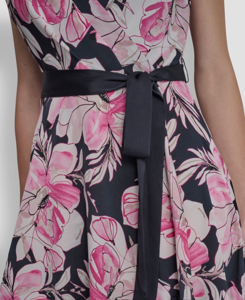 Petite Color-Block Faux Wrap Dress