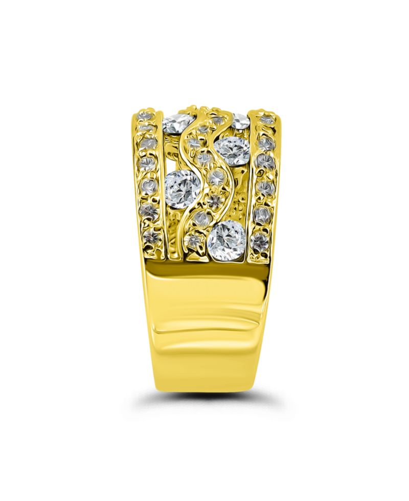 Macy's Cubic Zirconia Round Cut Pave Three Row Band Ring