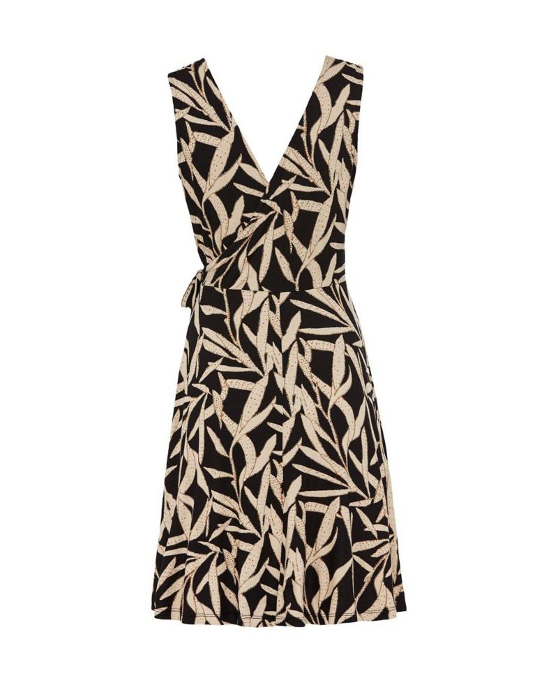 Women's Viscose Printed Look A-Line V-Neck Short Dress