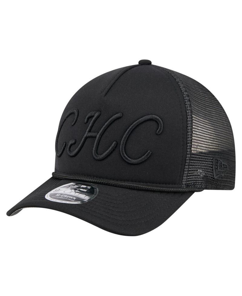 Men's Black Chicago Cubs City Initial 9FORTY A-Frame M-Crown Adjustable Trucker Hat
