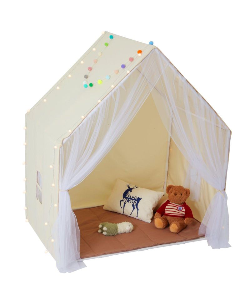 Ages 1-5 Yurt-Style Indoor-Outdoor Play Tent, Mat & Lamp, 3-Piece Set