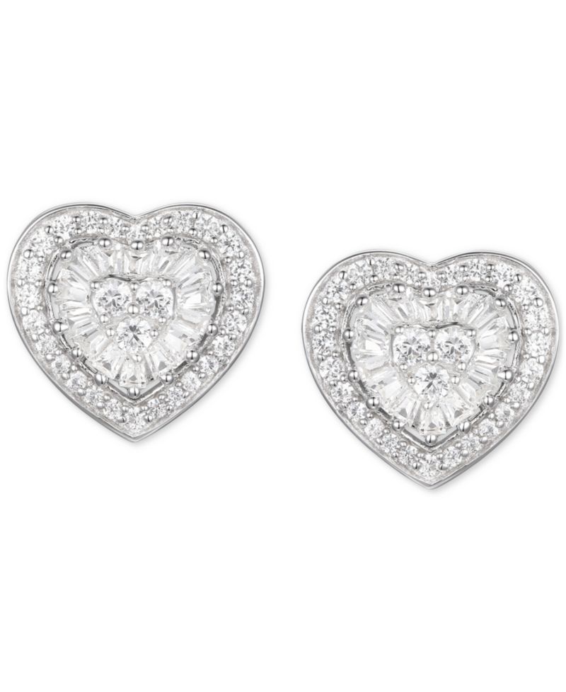 Diamond Baguette Heart Stud Earrings (1/2 ct. t.w.) in 14k Gold , 14k White Gold or 14k Rose Gold