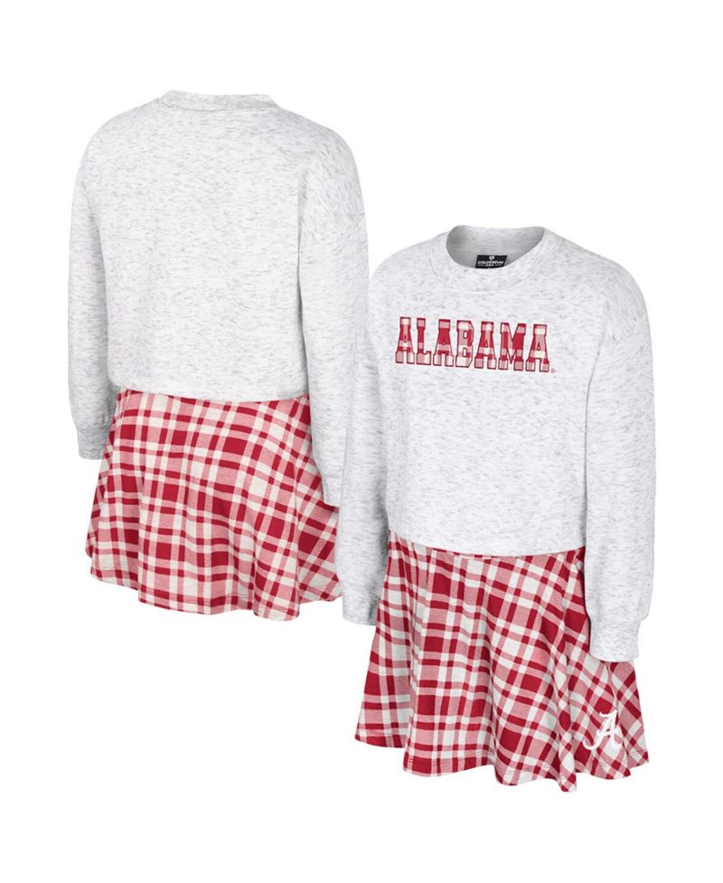 Big Girls 2-Piece Gray Alabama Crimson Tide Marceline Plaid Skirt and Top Set