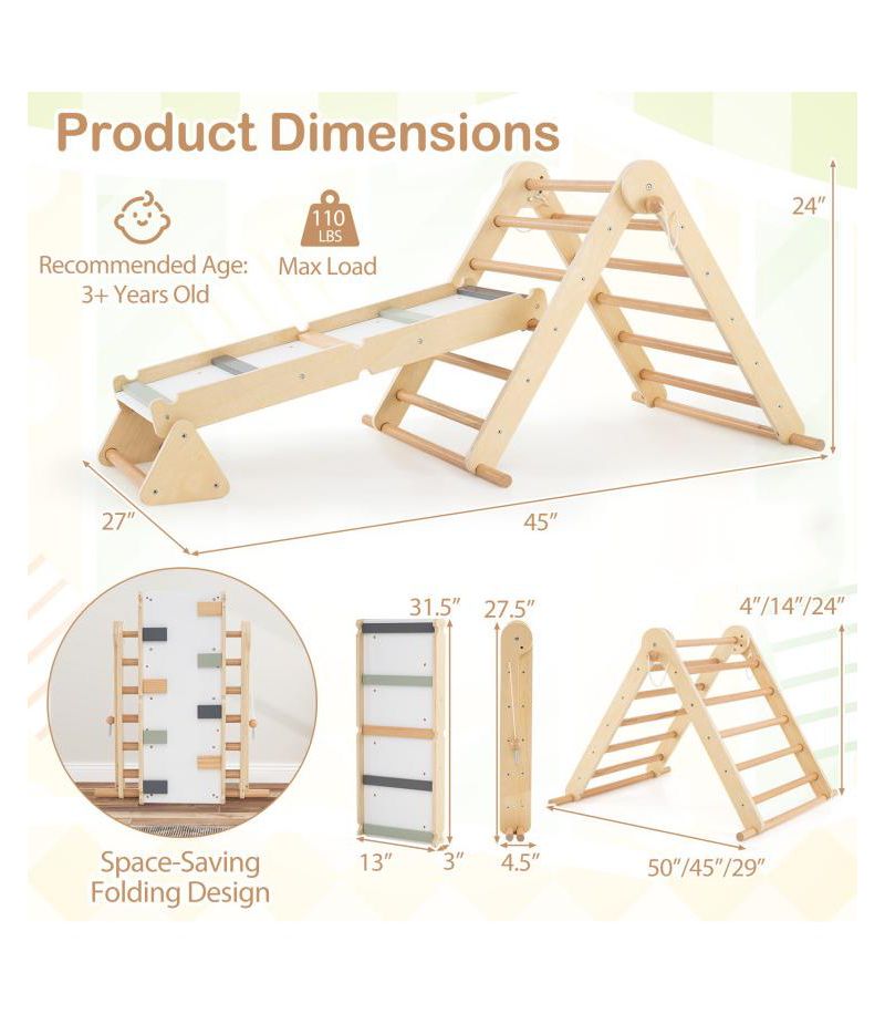 3-in-1 Foldable Climbing Triangle Set