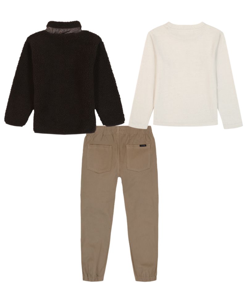 Boys' 2T-7 Berber Shirt Jacket, Long-Sleeve T-Shirt and Joggers, 3-Piece Set