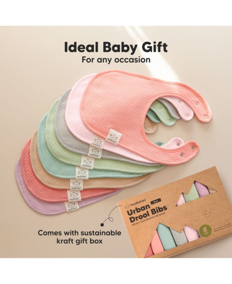 8pk Quin Baby Bibs for Drooling and Teething, Cotton Drool Bibs, Newborn Baby Boys, Baby Girls Bibs