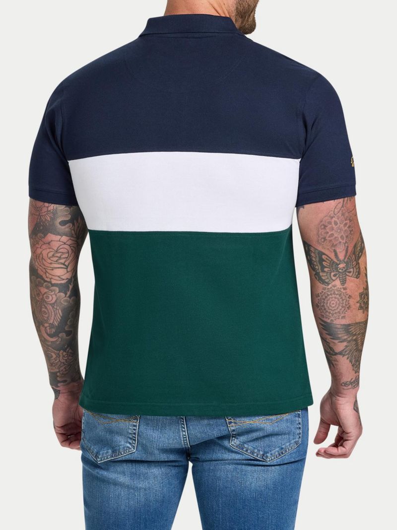 Men's Short Sleeve Cut and Sew Panel Pique Polo