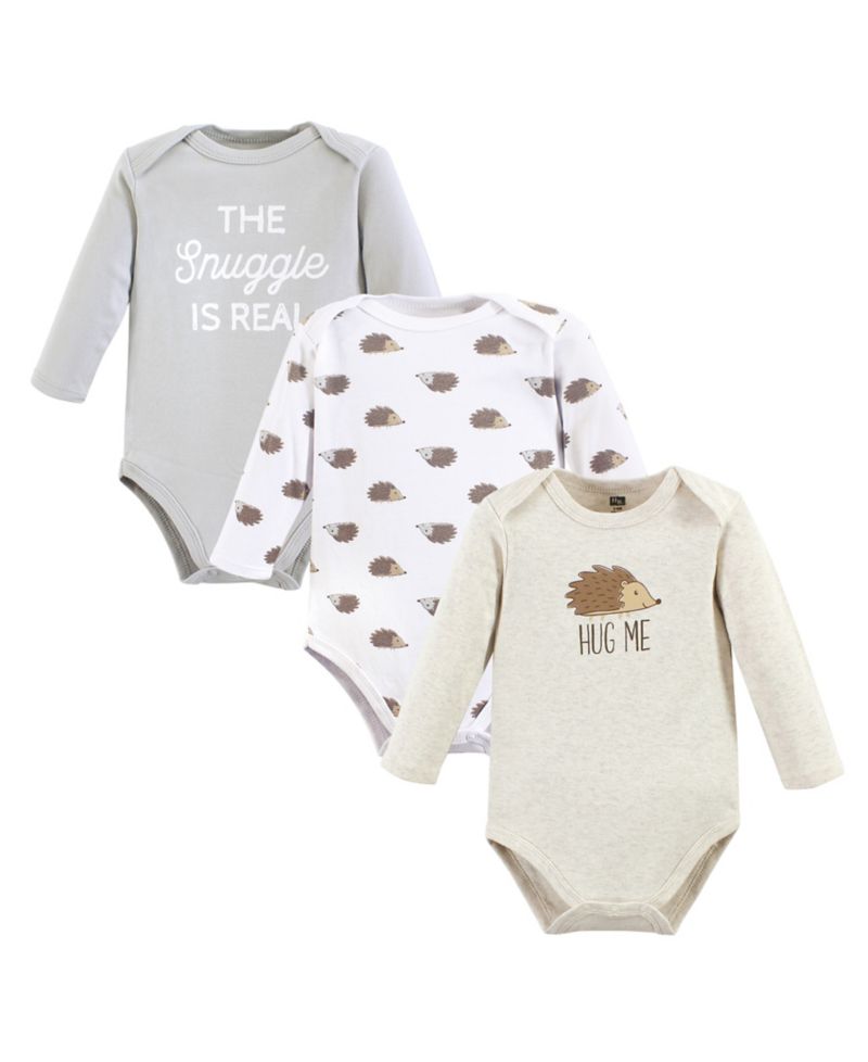 Baby Boys Hudson Unisex Essential Long-Sleeve Cotton Bodysuit Triple Set