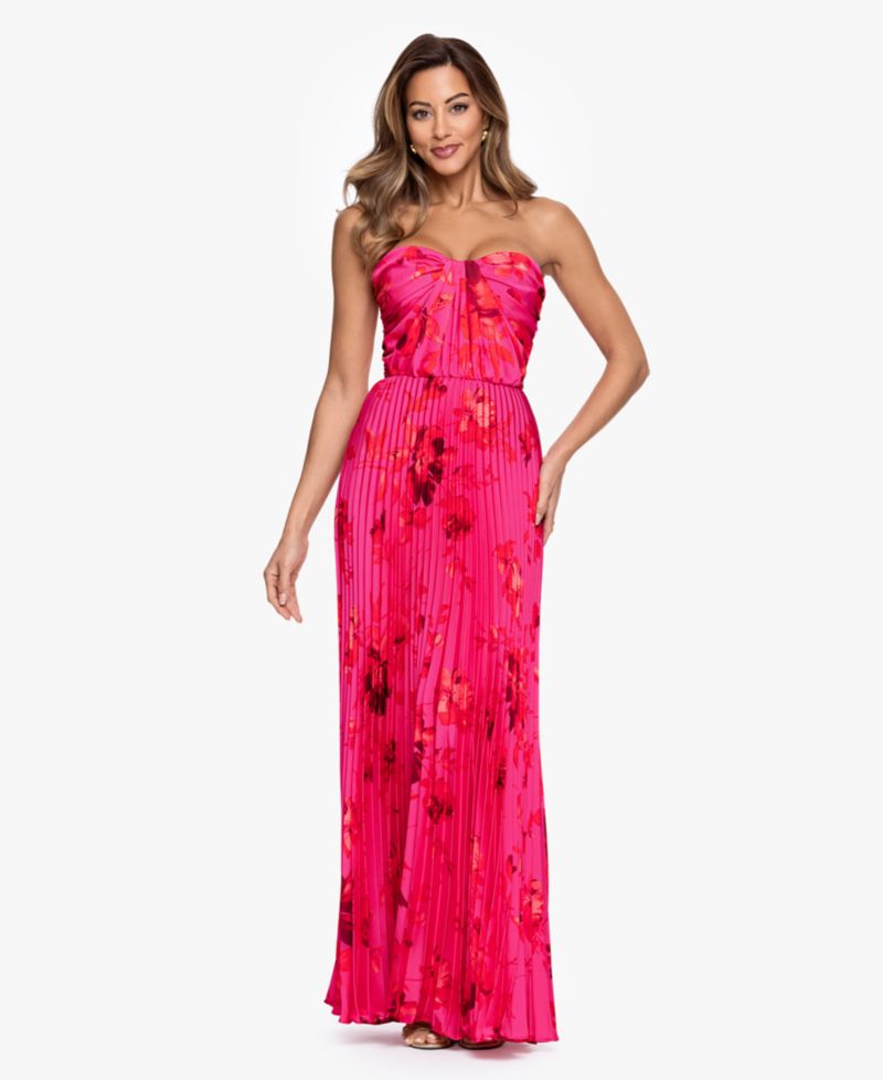 Women's Strapless Pleated Gown