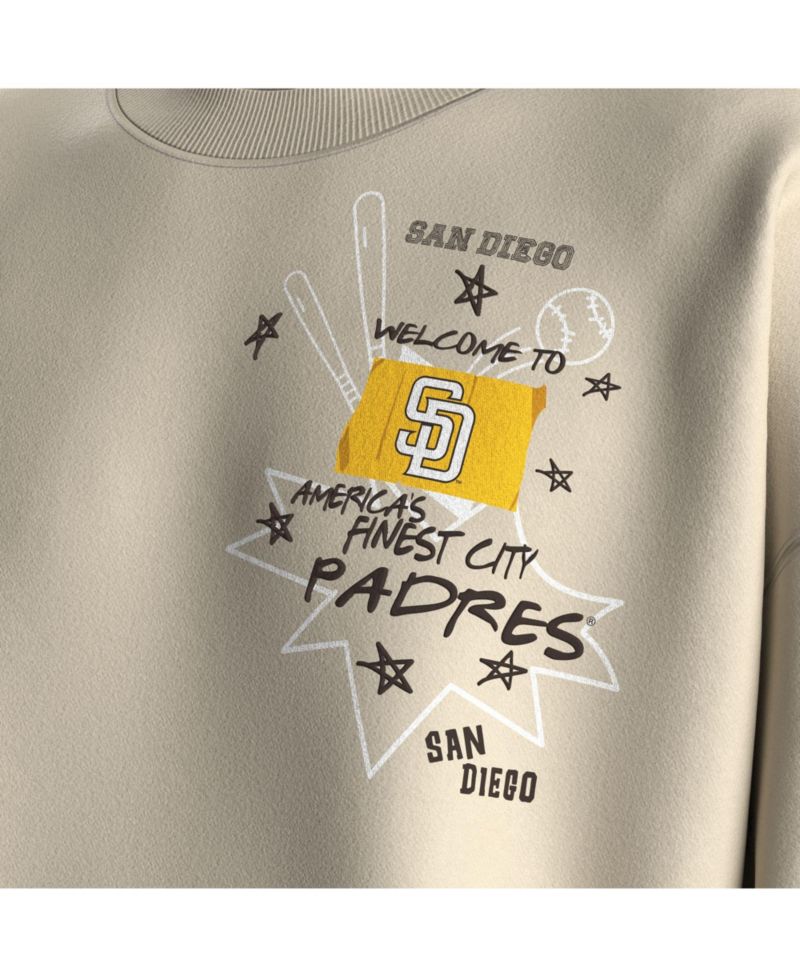 Women's Beige San Diego Padres Graffiti Fleece Sweatshirt